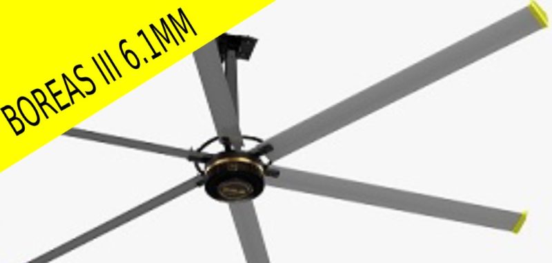 Quạt trần công nghiệp Boreas III 6,1 m 6 QUẠT TRẦN CÔNG NGHIỆP BOREAS 3 CÁNH DÀI 6,1 M